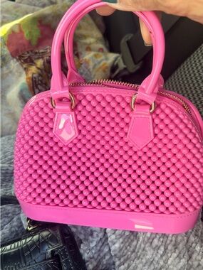 Pink Beaded Dome Satchel Handbag